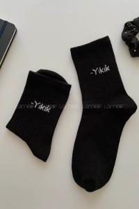 Lamelif Siyah Yıkık Çorap