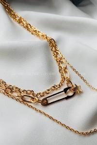 Modalamelif Gold 3Lü Kombin Çengel İğne Detaylı Kolye