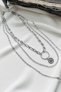 Modalamelif Gümüş 3Lü Kombin Halka Yıldız Detaylı Kolye