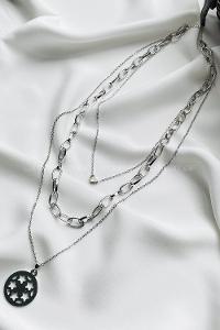 Modalamelif Gümüş 3Lü Kombin Kalp Detay Yıldızlı Kolye