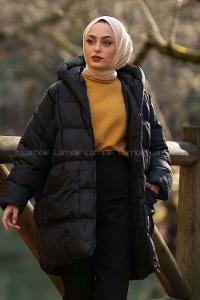 Modalamelif Oversize Kapüşonlu Şişme Mont Siyah