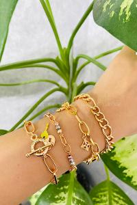 Modalamelif Gold 4lü Kombin Kilit Detay Bileklik Seti