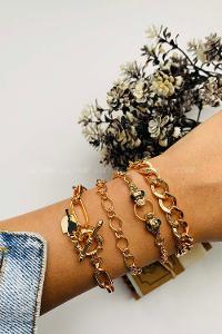 Modalamelif Gold 4lü Kombin Yılan Detay Bileklik Seti