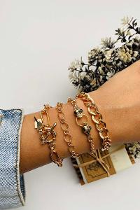 Modalamelif Gold 4lü Kombin Yılan Detay Bileklik Seti