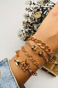 Modalamelif Gold 4lü Kombin Yılan Detay Bileklik Seti