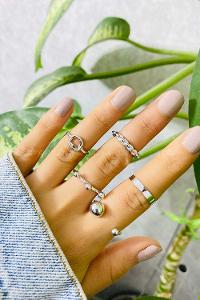 Modalamelif Gümüş 5 li Halka Detay Yüzük Seti