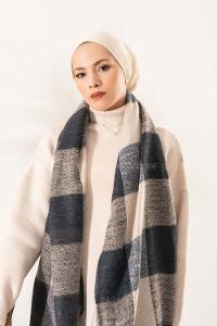 Modalamelif Ekose Kare omuz şal Lacivert-İndigo