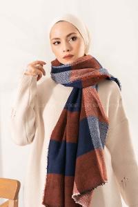 Modalamelif Ekose Kare omuz şal Taba-Lacivert