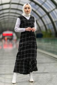 Modalamelif Ekose Desenli Jile  Siyah