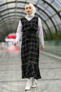 Modalamelif Ekose Desenli Jile  Siyah