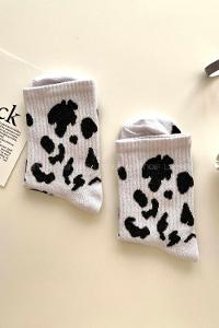Lamelif İnek Desenli Kolej Çorap