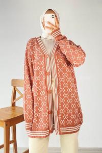 Modalamelif Önü Düğmeli  Ribanlı Hırka Gül