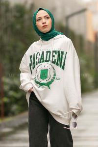 Modalamelif Pasadena Yazı Baskılı Kapüşonlu Sweat Beyaz