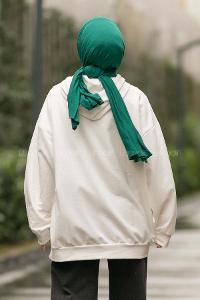 Modalamelif Pasadena Yazı Baskılı Kapüşonlu Sweat Beyaz