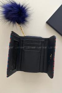 Modalamelif Şal Desen Ponponlu Cüzdan Mor