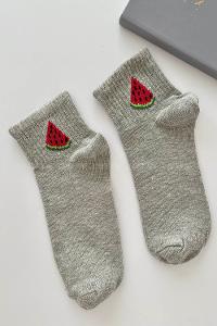 Modalamelif Karpuz Desenli Gri Tenis Çorap