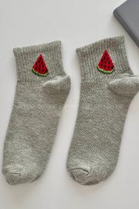 Modalamelif Karpuz Desenli Gri Tenis Çorap