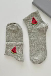 Modalamelif Karpuz Desenli Gri Tenis Çorap
