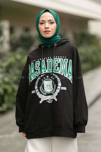 Modalamelif Pasadena Yazı Baskılı Kapüşonlu Sweat Siyah