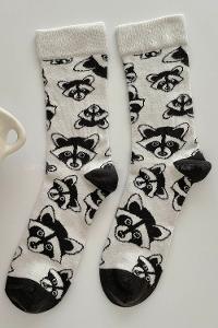 Modalamelif Rakun Baskılı Kolej Çorap