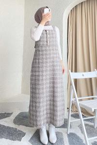 Modalamelif Önü Düğme Detaylı Jile  SoftKahve