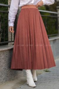 Modalamelif Piliseli Süet Etek Gül