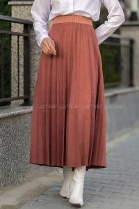 Modalamelif Piliseli Süet Etek Gül