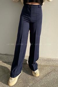 Lamelif Çımalı Bol Paça Pantolon Lacivert