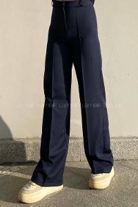 Lamelif Çımalı Bol Paça Pantolon Lacivert