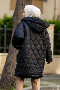 Modalamelif Kapitone Model Çift Cep Detaylı Mont Siyah