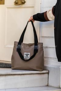 Modalamelif  Çıtçıt Detaylı Büyük Çanta Soft Kahve