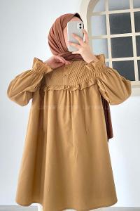 Camel Neck Neck Combed Fabric Unprinted Tunic