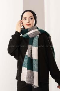 Modalamelif Ekose Kare omuz şal Petrol Yeşili