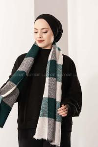 Modalamelif Ekose Kare omuz şal Petrol Yeşili