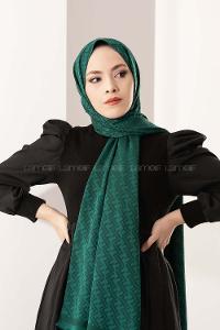 Modalamelif F İpeksi Jakarlı Şal Banetli Yeşili