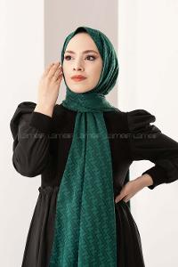 Modalamelif F İpeksi Jakarlı Şal Banetli Yeşili