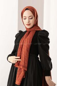 Modalamelif F İpeksi Jakarlı Şal Koyu Kiremit