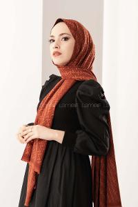 Modalamelif F İpeksi Jakarlı Şal Koyu Kiremit