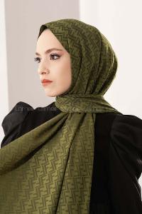 Modalamelif F İpeksi Jakarlı Şal Asker Yeşili