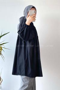 Black Neck Neck Combed Fabric Unprinted Tunic