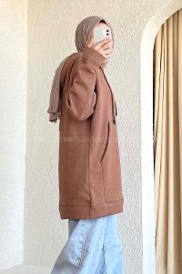 Modalamelif  Kanguru Cepli  Sweatshirt Kahverengi
