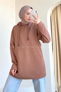 Modalamelif  Kanguru Cepli  Sweatshirt Kahverengi