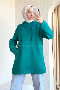 Modalamelif  Kanguru Cepli  Sweatshirt Zümrüt