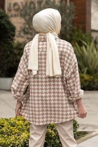 Modalamelif Çift Kapak Cepli Oduncu Gömlek Bej