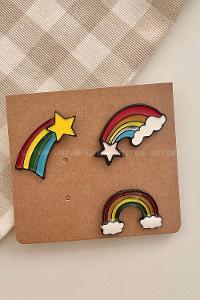 Modalamelif Gökkuşağı 3lü Demir Broş