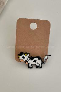 Lamelif İnek Desen Demir Broş