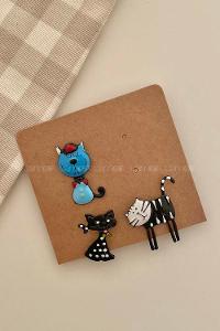 Modalamelif Kedicik 3lü Demir Broş