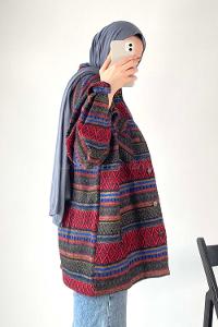 Modalamelif Oduncu Etnik Desen Kırmızı-Mavi