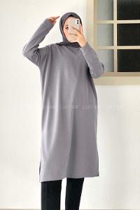 Modalamelif Düz Tesettür Model Tunik Gri