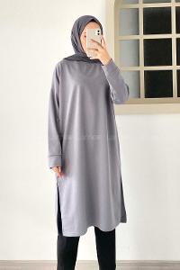 Modalamelif Düz Tesettür Model Tunik Gri